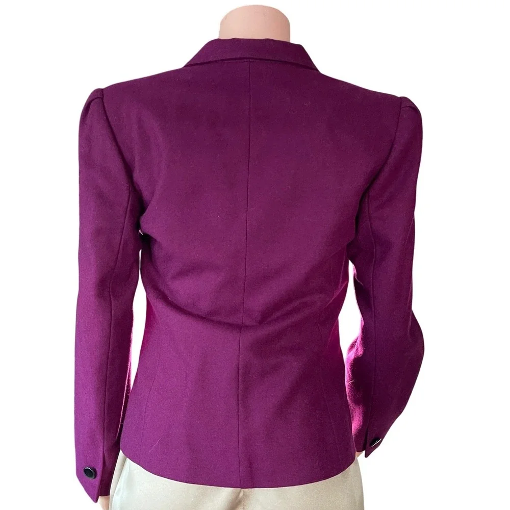 VTG Sasson Wool Blazer Sz 10 Magenta Cropped Double Breasted 80s Paris NY - Picture 6 of 16